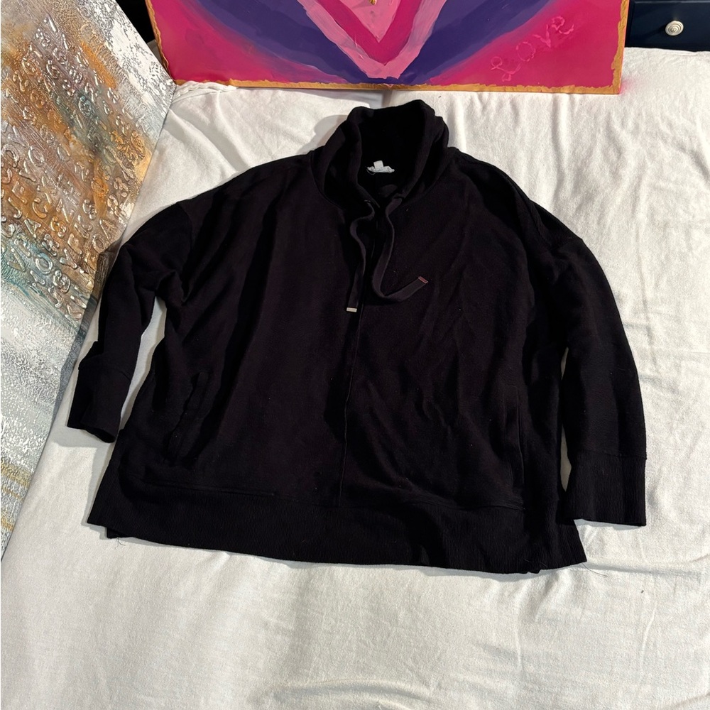 Westbound Women's 1X Black Chunky relaxed Zip-Up Hoodie